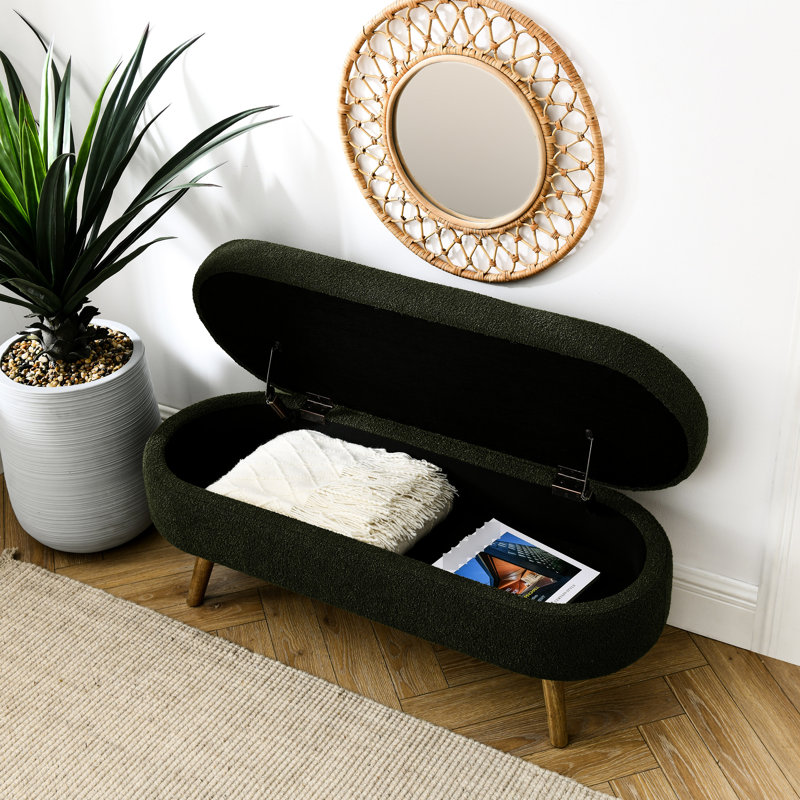 43.5"X16"X16" Storage Chair - Handmade, Rubber Wood Legs, Comfortable & Stylish Bench Seat Home Furnishing
