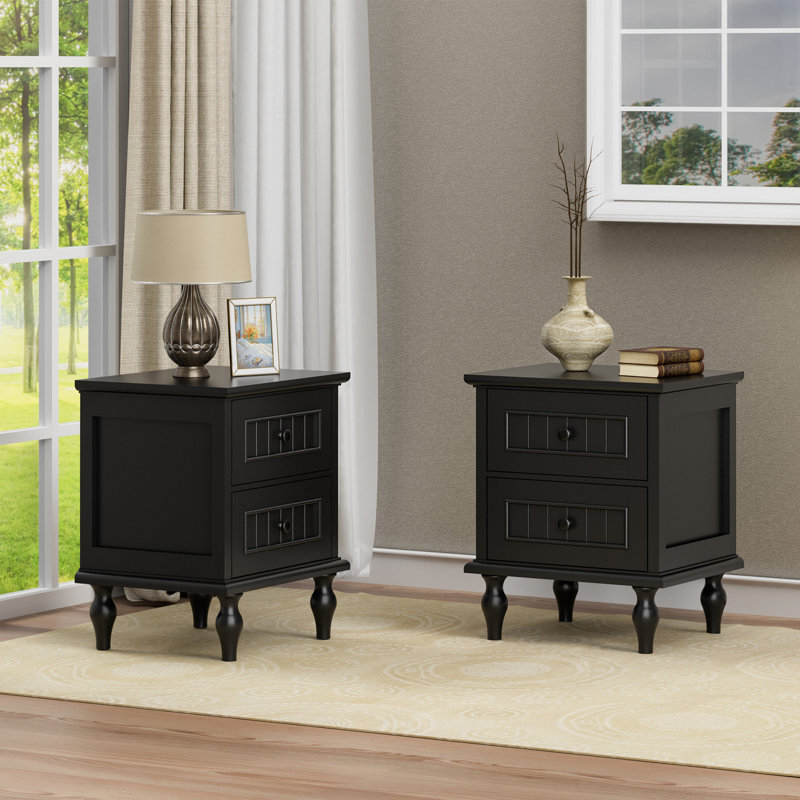 Amarilys 2-drawer bedside table, Noir