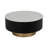 Round Coffee Table with White Marble Top and Black Wood Base, Living Room Table with Gold Metal Accent, Modern Coffee Table, 34"