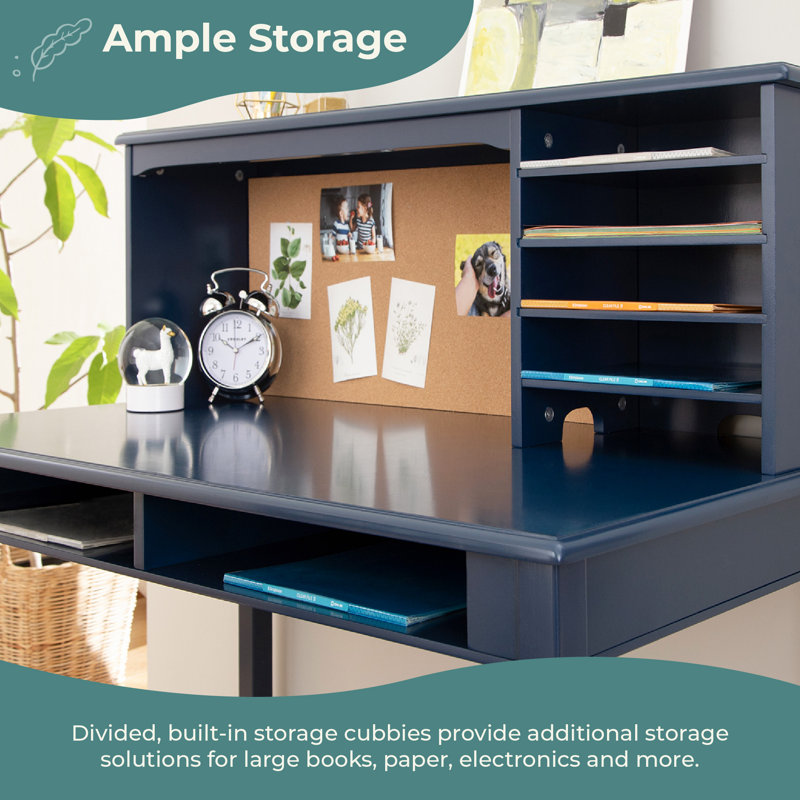 Kids Media Desk Hutch and Chair Set, Navy