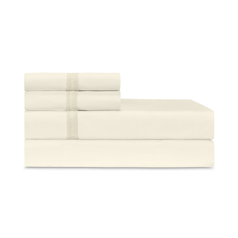 Doric Sheet Set, California King Sheet Set with 2 Pillowcases, Ivory