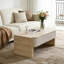 Table basse rectangulaire extensible avec plateau relevable, haut de gamme, coloris beige et jaune, ergonomique pour les loisirs, tiroir de rangement sur l'étagère inférieure + design pour travailler et se détendre.