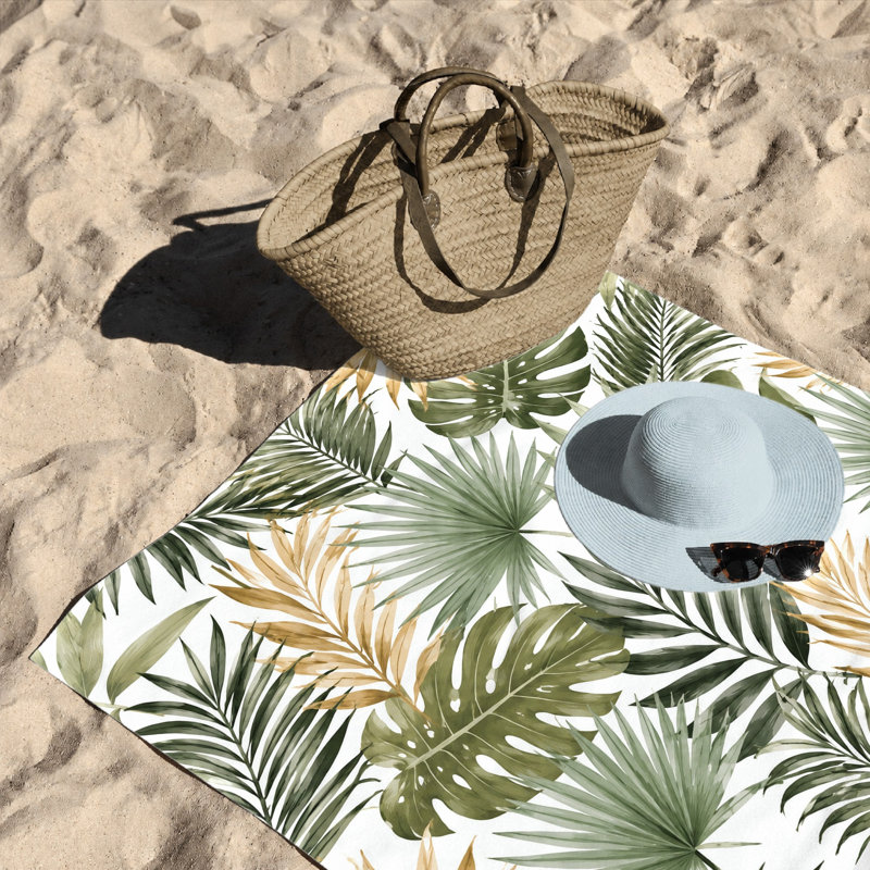 1 serviette de plage à feuilles tropicales, 1 pièce en microfibre à séchage rapide pour les voyages et les activités extérieures en plein air