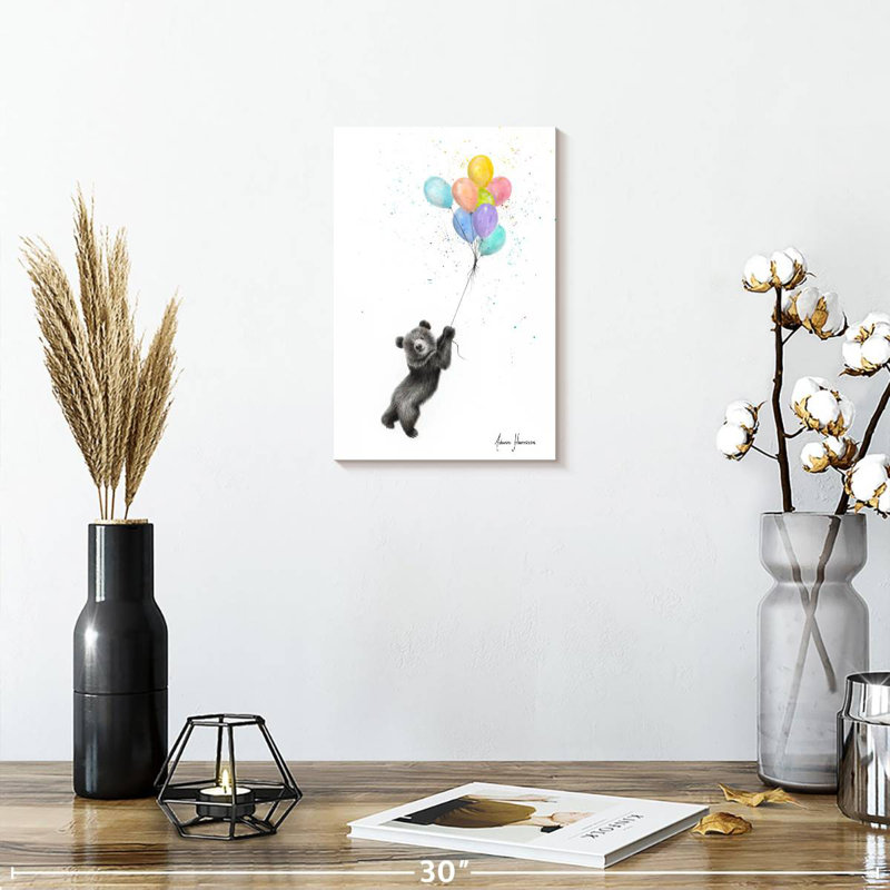 L'ours et les ballons, H 12 po x l 8 po