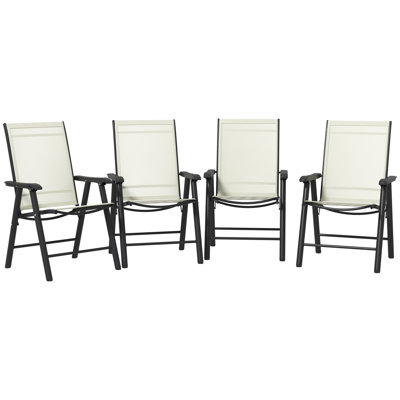 4-Piece Folding Dining Chair Set for Relaxing on Patio, Beige