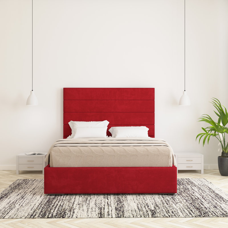 Chanute Upholstered Bed Frame, Red, Kingsize (5')