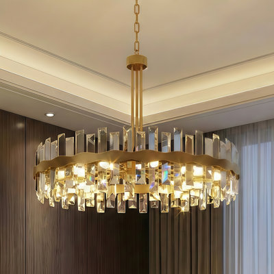 Jackeline 31.1" W 8-Light Crystal Drum Chandelier