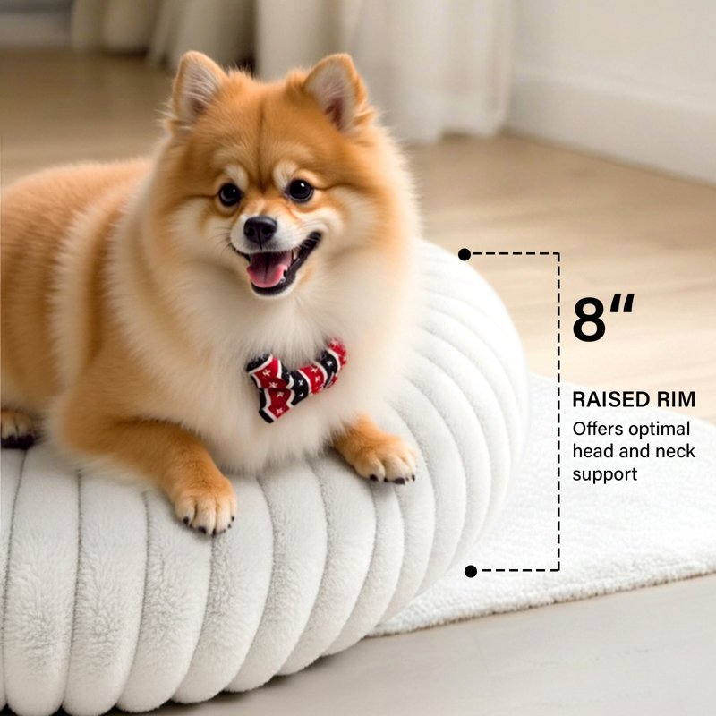 Lit pour chien Calming Donut, Moyen (H 7 po x l 30 po x P 30 po), Blanc