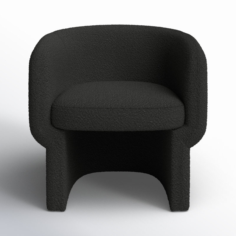Cambry Upholstered Barrel Chair, Black Boucle