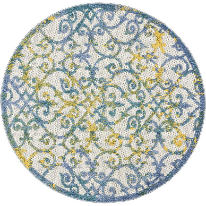 Mappsville Indoor / Outdoor Rug, Round 5'3"