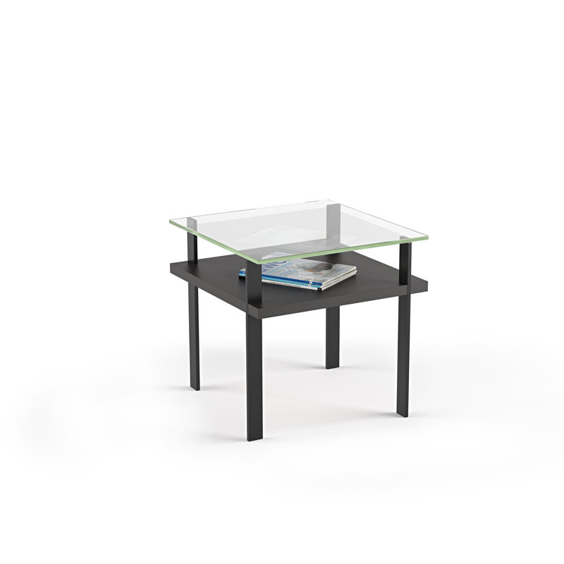 Terrace Glass Top End Table, Charcoal Stained Ash