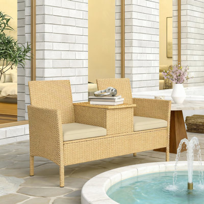 Patio avec table à compartiments cachés, housses de coussins amovibles, structure rouille, idéal pour les petits jardins de rangement dissimulé, balcons appropriés