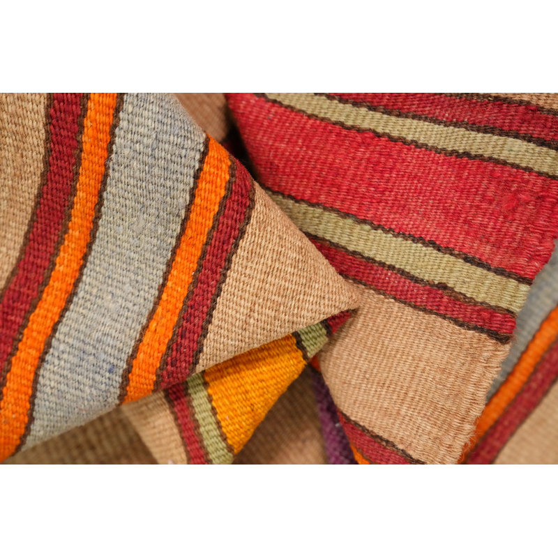 Tapis rayé à teinture végétale kilim 6 x 8