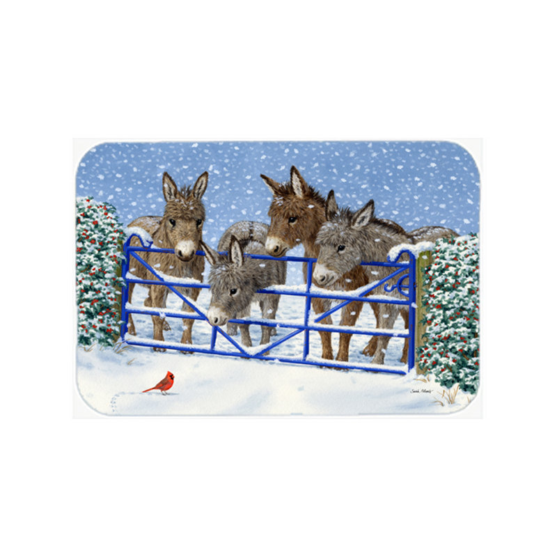 Caroline's Treasures Donkeys and Cardinal Glass Cutting Board