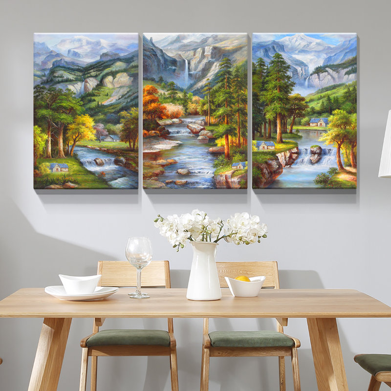Ensemble de 3 panneaux d'art encadrés sur toile encadrés 3 pièces, H 12 po x l 18 po x P 4 po