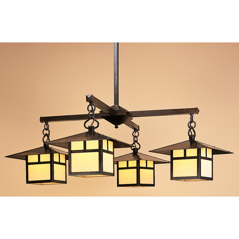 Monterey 4 - Light Chandelier, 29" H x 41.38" W / Coud Lift, Bronze, Cream