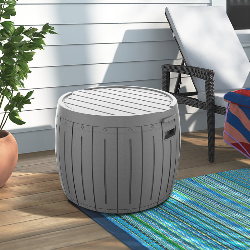 Outdoor 36 Gallons Water Resistant Plastic Deck Box in Grey