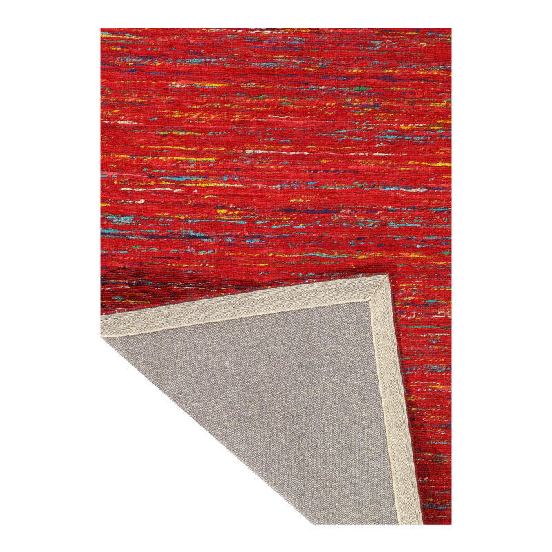 Tapis rouge moderne en soie tissée à plat 3 pi x 5 pi