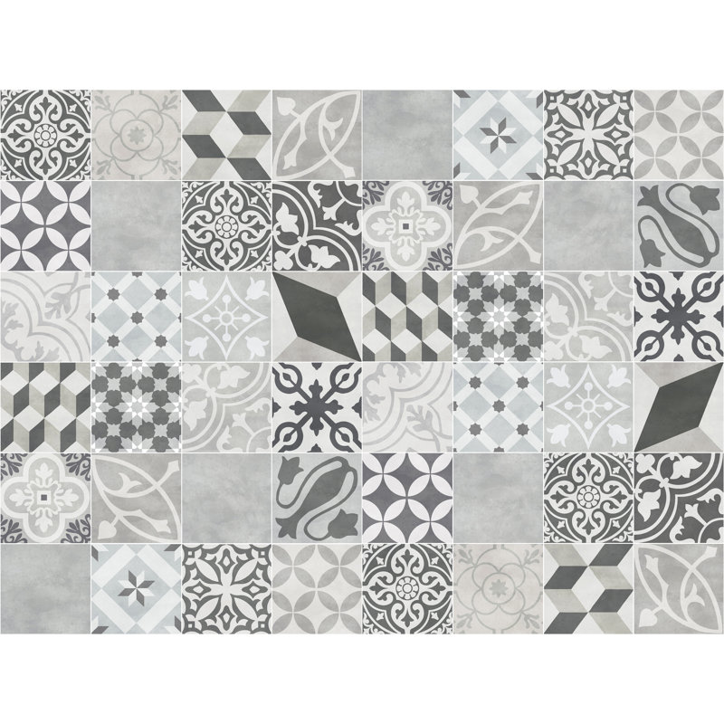 Adeline Vinyl Machine Printed Area Rug, Rectangle 4'4.4" x 6'6.7"