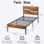 Structure de lit simple Kempst avec tête et pied de lit en bois, lit plateforme rustique brun avec rangement sous le lit, sommier à lattes robustes, aucun sommier requis, silencieux, assemblage facile-1772154919-1878432382