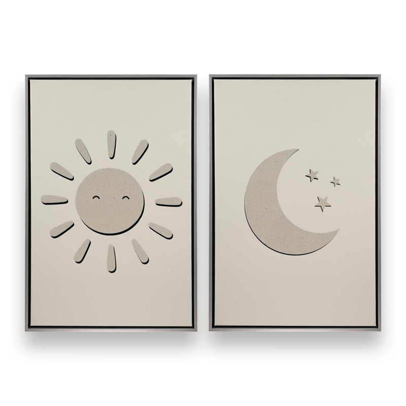Ensemble de 2 impressions matinales, 30 po x 20 po, Cadre flottant en chrome poli
