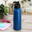 Marina 38 Ounce Double Wall Stainless Steel Thermal Bottle with Lid and Straw in Matte Blue