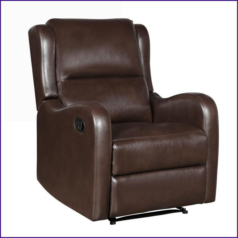 Fauteuils inclinables, fauteuil inclinable en similicuir brun avec structure en bois massif | Brun | Bois massif