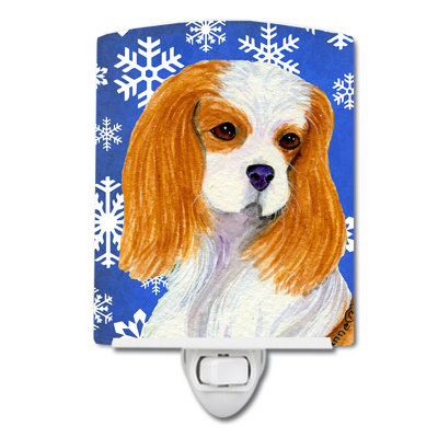 Cavalier Spaniel Winter Snowflakes Holiday Ceramic Night Light