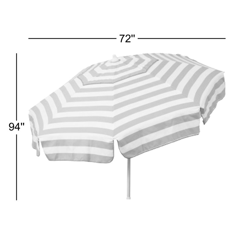 Parasol à rayures 6 'Italian, Kaki / Blanc