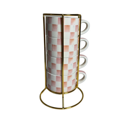 Mocha Check Cappuccino Cup Tower