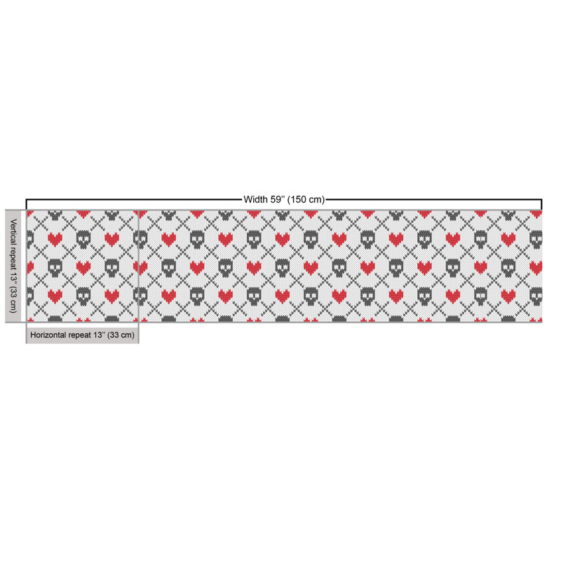 Gastelum Skulls and Hearts Crosses Fabric