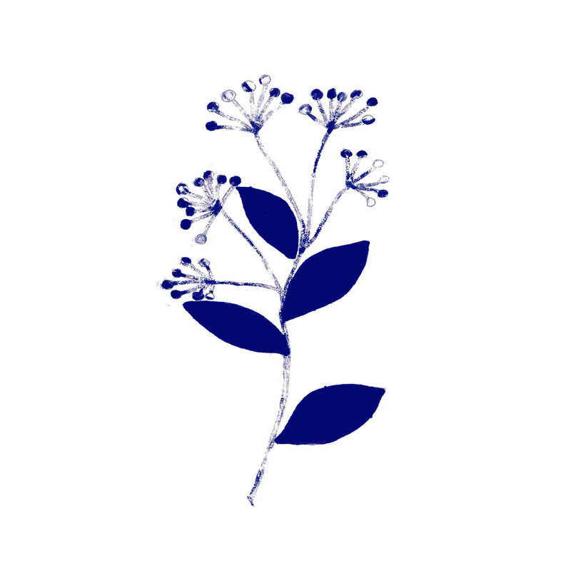 Fleur bleue peinte 2, H 18 po x l 12 po
