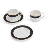Mikasa Luxe Deco China Tea Cups and Saucers, 200ml