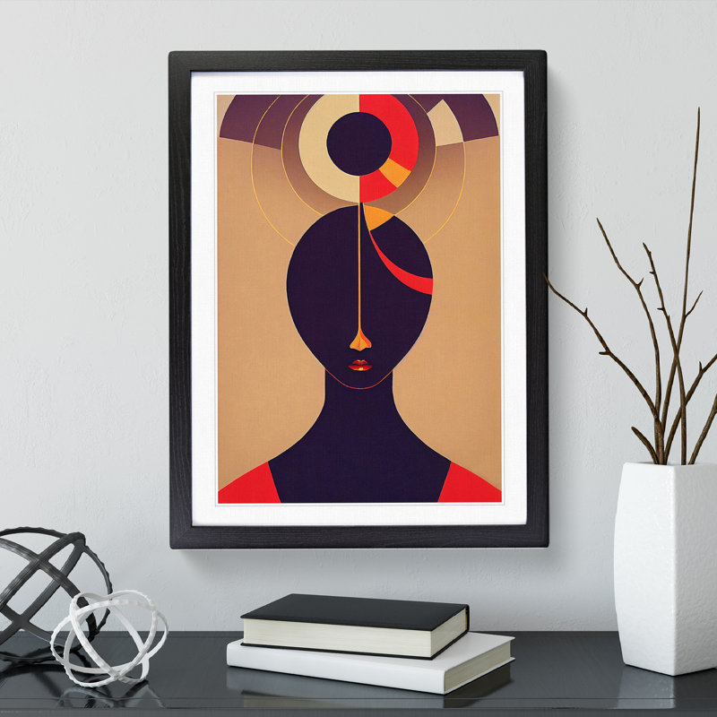Unique Abstract Woman No.1 - Single Picture Frame Print, 64cm H x 46cm W x 2cm D, Black Framed