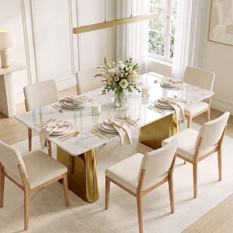 Table de salle à manger moderne en pierre frittée 62,99 po