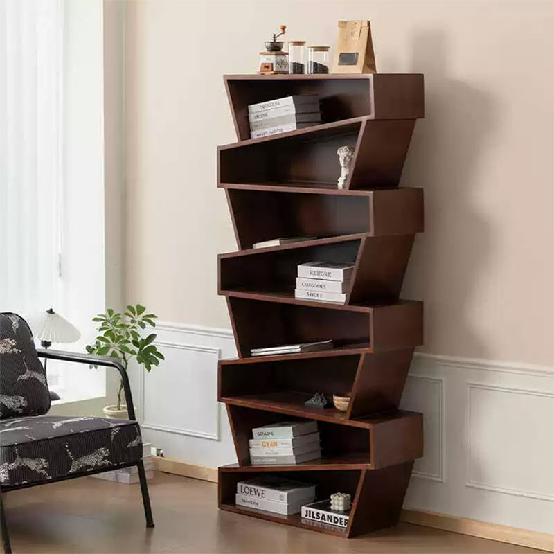 Bibliothèque standard en bois massif Nut-Brown, (8 tablettes) H 66,93 po x l 39,37 po x P 11,02 po