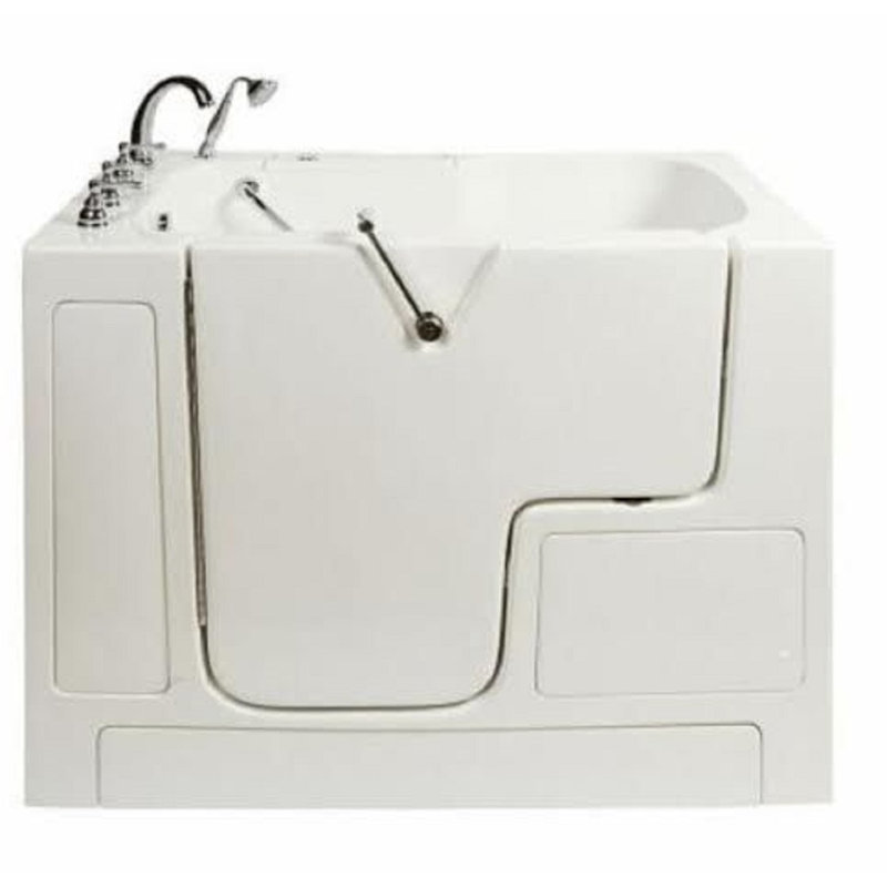 52'' x 32'' Soaking Fiberglass Bathtub with Faucet, Left, White