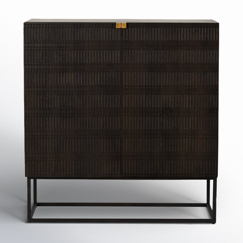 Kelby Solid Wood Bar Cabinet, Vintage Brown