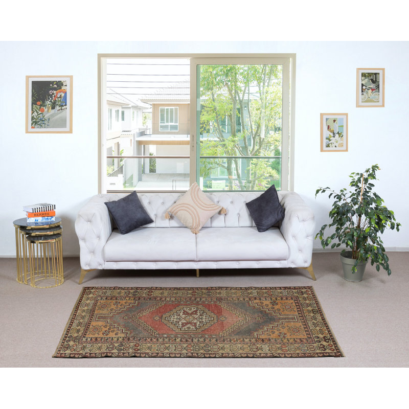 Rustic Vintage Handmade Turkish Oriental Rug. 100% Wool