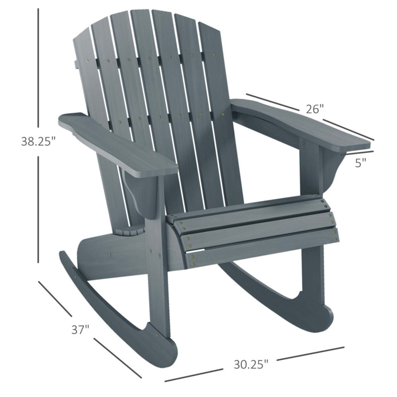 Wooden Adirondack Rocking Chair Outdoor Lounge Chair Fire Pit Seating With Slatted Wooden Design