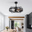 Ventilateur de plafond moderne en cage 20 po avec lumière et télécommande, ventilateur à profil bas avec moteur à courant continu réversible silencieux pour les chambres à coucher