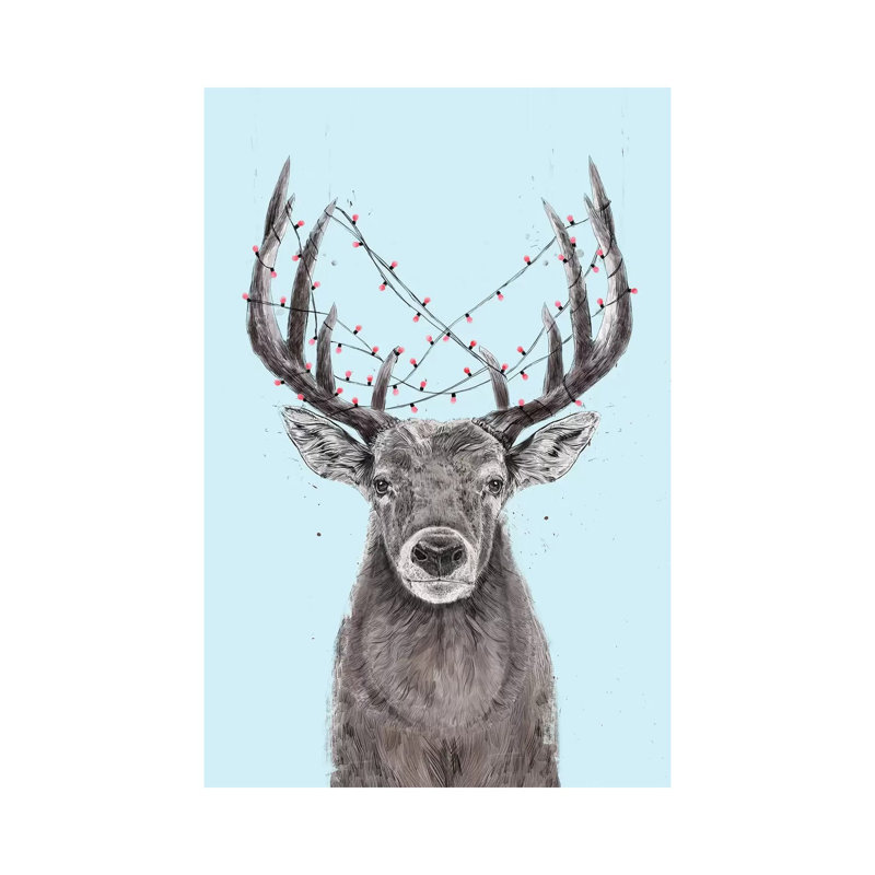 Xmas Deer II by Balazs Solti - Wrapped Canvas Gallery-Wrapped Canvas Giclée, 101.6 cm H x 66.04 cm W x 1.91 cm D