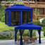 Pavillon escamotable 11 'X, pavillon de jardin extérieur avec filet amovible, tente instantanée pour le jardin, la cour arrière, tente de fermeture à glissière détachable pour patio bleu, cour arrière