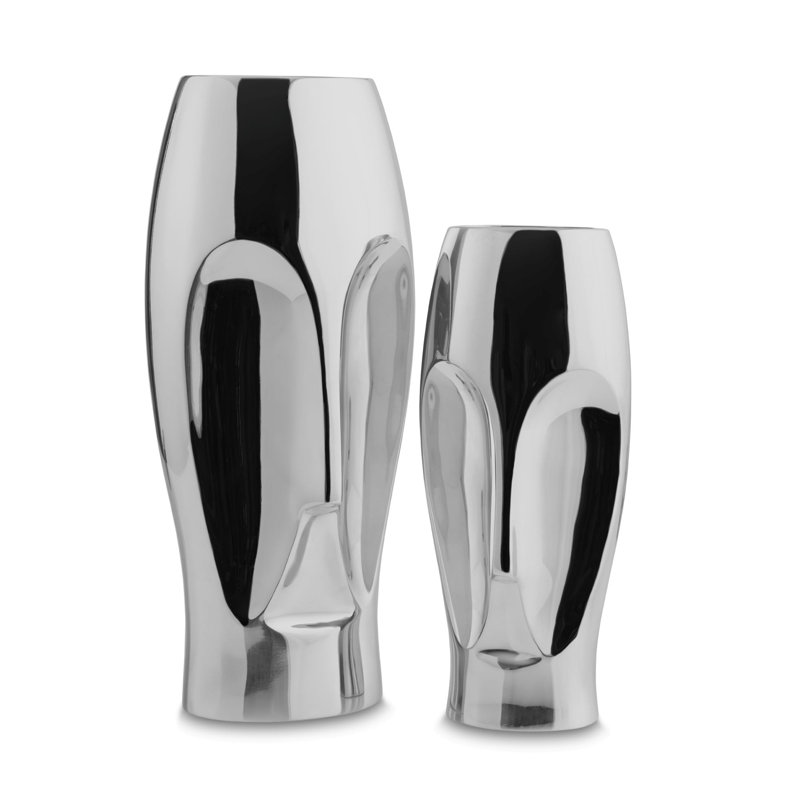 Nambe Face Vase, 13" H x 6" W x 5" D