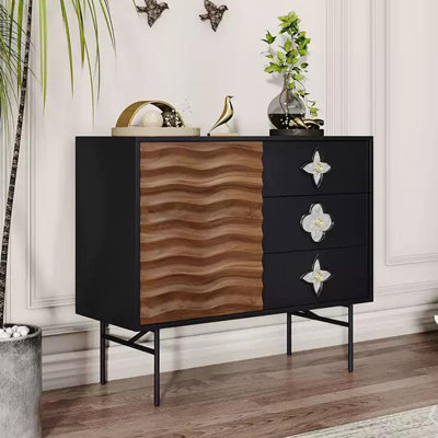 Solid wood vintage decorative storage cabinet