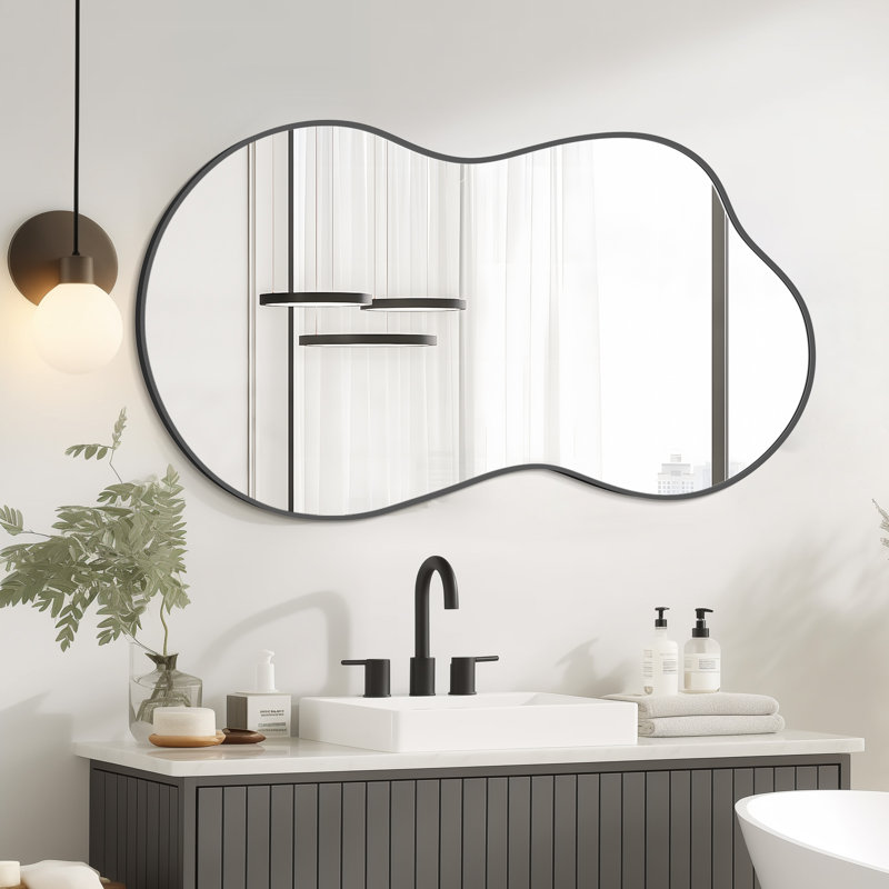 Miroir mural Irrégulier, 46 po x 26 po, Noir