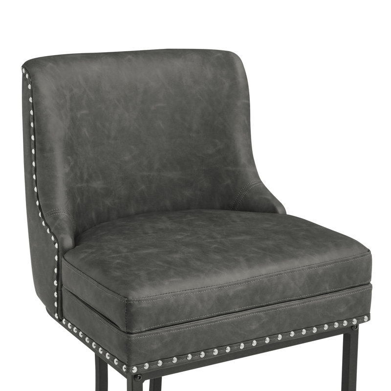 Tabouret de comptoir en métal Donicia, Similicuir / gris foncé, 3