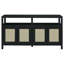Bohemian Style Rattan Buffet Storage Cabinet with Solid Wood Frame, Sideboard with 3-position Adjustable Shelves, No-Handle Push-to-Open Design-129434443