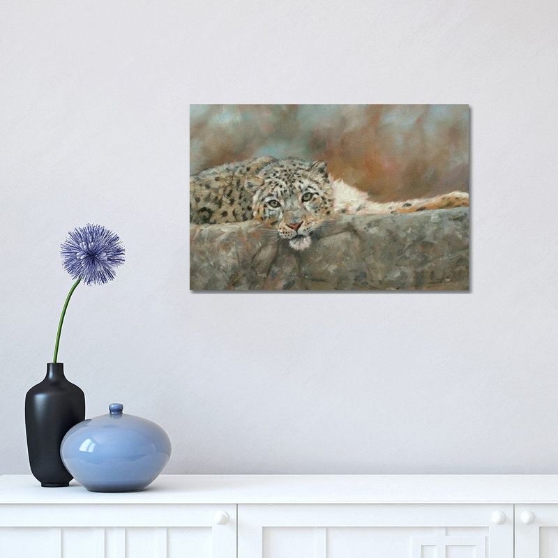 Snow Leopard Repose by David Stribbling - Wrapped Canvas Print, 30.48 cm H x 45.72 cm W