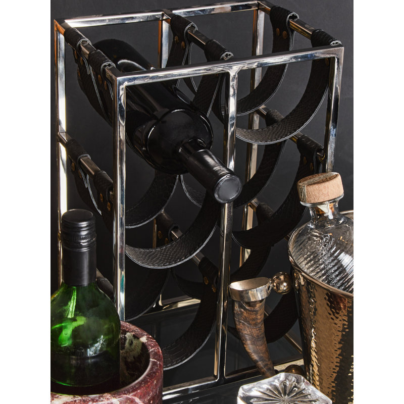 Aldrin Tabletop Wine Bottle Rack, Black/Silver